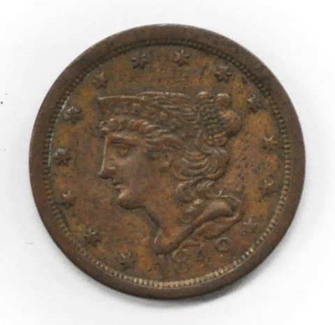 1849 1/2c Half Cent Braided Hair US Coin Rotated Dies 200 Degrees Mint Error Cover