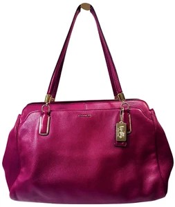 WOW Couch Madison Kimberly Carry All Leather Satchel Bag "Vibrant Magenta".. - Picture 1 of 10