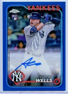 2024 Topps Chrome Austin Wells Blue Refractor AUTO /150 RC #RAAW NYY Yankees - Bild 1 von 2