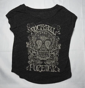 Rock & Roll Forever Skull Graphic Tee Damen Schwarz Kurzarm T-Shirt Gr. L - Bild 1 von 6