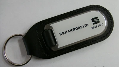 GENUINE SEAT LEATHER & METAL KEYRING        B & H MOTORS - Image 1 of 4