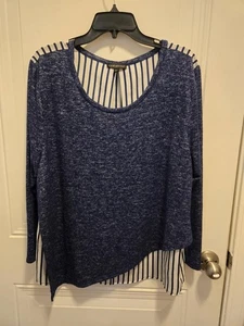 Lane Bryant langärmlige Damenbluse ─ Größe 14/16 blau & blaue Streifen - Bild 1 von 2