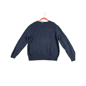 Polo Ralph Lauren Mens XL Blue Cotton Knit Sweater Crew Neck Classic Fit - Picture 1 of 11