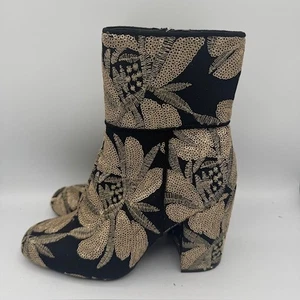 Steve Madden Goldie schwarz und gold Metallic Pailletten verziert Stiefeletten Größe 6,5 - Bild 1 von 7