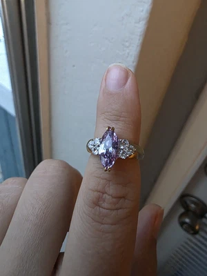 14K желтое золото электро пластина коктейльное обручальное кольцо кубический цирконий камень размер 5 - Изображение 1 из 4