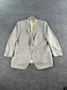 Scuderi Blazer 48R Gray Blue Yellow Check Carlo Barbera Super 130s Italy Luxury - Picture 1 of 16