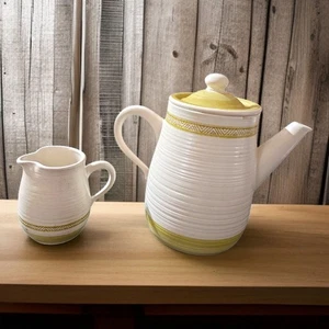 MCM Franziskaner Steingut HACIENDA GRÜN Milchkännchen & 8 Tassen Kaffeekanne BESCHREIBUNG LESEN. - Bild 1 von 23