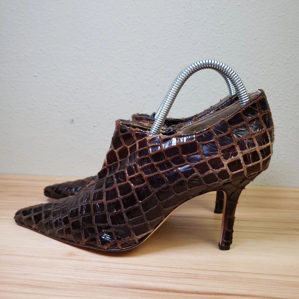 Botines Carole Little para mujer 8,5 punta punta tacón marrón cuero texturizado Foto 1 de 4