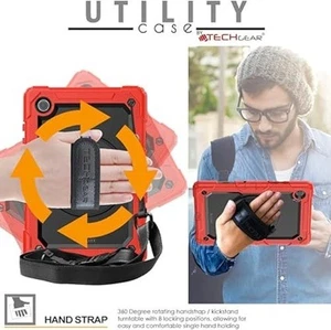 (ROSSO) TECHGEAR UTILITY Custodia adatta per Samsung Galaxy Tab A8 10,5" (SM-X200 / SM-X205) - Foto 1 di 21