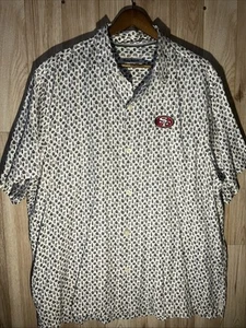 Camicia hawaiana Tommy Bahama uomo 2XL misto seta floreale San Fransico 49ers - Foto 1 di 9