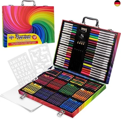 KreativeKraft Malkoffer Kinder Mal Stifte Set Buntstifte Wachsmalstifte