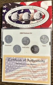 2000 Platinum Edition State Quarter Collection. Pure Platinum Layered. COA - Picture 1 of 2