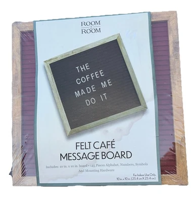 Cafe Felt Letter Board Burgundy w/ Wood Frame 10in x 10in New Sealed _H1  ** - Image 1 of 4