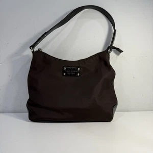 Borsa a tracolla Kate Spade marrone nylon tessuto hobo borsetta una cinghia logo - Foto 1 di 18