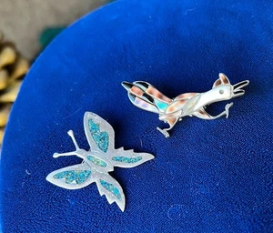 Zuni Multi Stone Inlay Roadrunner Brooch Pin And Butterfly Lot - Picture 1 of 6