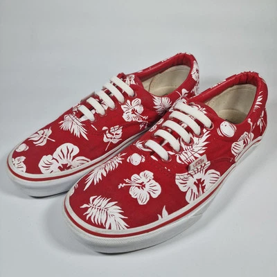 Vans Era Trainers Womens Size 5.5 Hawaiian Floral Print Red Low Canvas Shoes - Image 1 of 4
