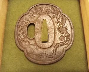 Antique Iron Dragon Tsuba in Box - Picture 1 of 4