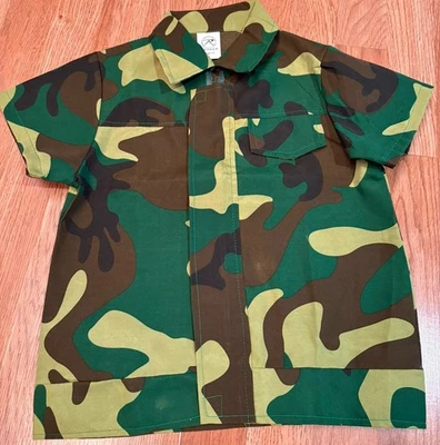 Rothco Woodland Camo Short Sleeve Shirt Boys 3-5 Full Zipper - Image 1 of 4