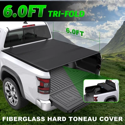 6FT Fiberglass Hard Bed Tonneau Cover 3-Fold For Chevy S10 GMC S15 Sonoma New Foto 1 de 4