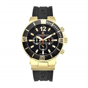 Giorgio Milano Luxury Men’s Watch Gold Black Rubber Strap Water Resistance 10ATM - Picture 1 of 4