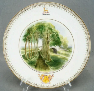 Copeland Hand Painted Signed Mill Dam Bowman Family Armorial Crest Plate C. 1880 - Picture 1 of 12