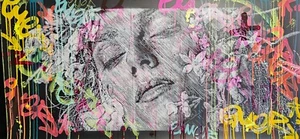 SNIK While The World Decay fluro Original signée + sticker Banksy,martin whatson - Imagen 1 de 23