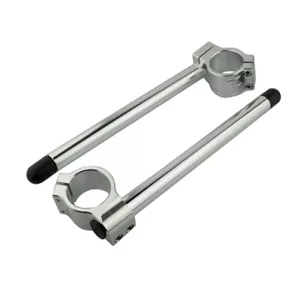 Clip moto tubo forcella lunghezza 300 mm 22 mm 7/8" manubrio CNC argento nero - Foto 1 di 12
