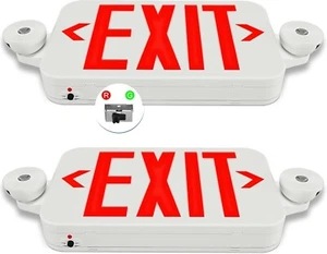 Paquete de 2/4 luces combinadas LED para señal de salida de emergencia con batería ajustable de dos cabezales UL - Imagen 1 de 9