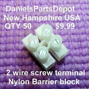 x50 UNION BLOCK 2 WIRE 2PIN 10A NYLON TINED BRASS Connector Terminal Barrier USA - Picture 1 of 11