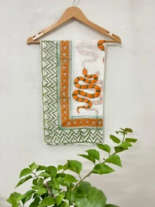 Bufandas de algodón con estampado de bloques a mano pareos de playa tela de gasa suave pareo de verano - Imagen 1 de 11