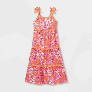 Cat & Jack Girls' Sleeveless Mixed Media Tiered Maxi Dress, Size XXL (18) - Picture 1 of 4