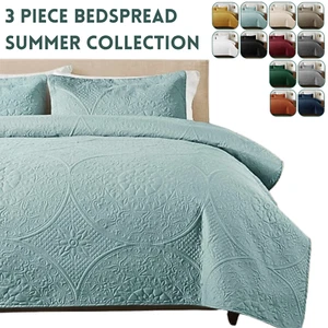 Quilted Bedspread 3 Piece Queen King Size Coverlet Comforter Set Ultra Soft - Picture 1 of 151