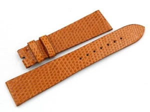 Lizard Leather Strap Gold 20/16mm Flat Elegant MADE IN ITALY LUXURY LEATHER - Picture 1 of 4
