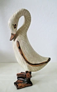 Folk Art Artisan Hand Carved Primitive Wood Standing Duck 12" T x6.5"W Vtg AZ40 - Picture 1 of 9