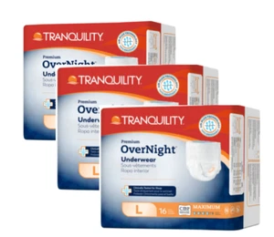 Tranquility Premium Overnight Underwear Large   48 Count - Picture 1 of 2