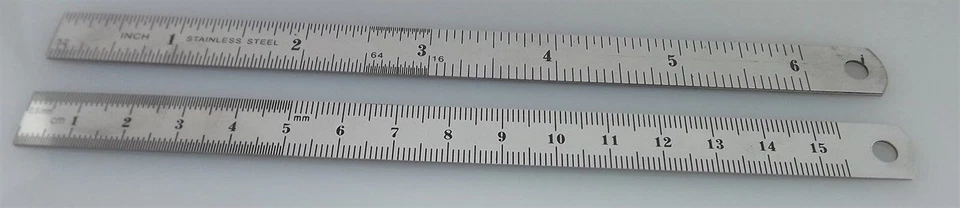 New 6" Pocket Stainless Steel Ruler "Set of Two" Millimeter-Inch TOP SELLER! - Image 1 of 3