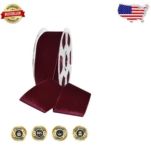 Elegant 2" Wine Velvet Nylon Ribbon - Ideal for Weddings & Crafts, 11 Yards - Picture 1 of 2