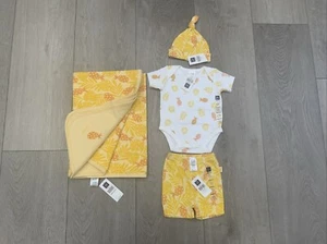 Vintage Gap Reversible Blanket, Onsie, Beanie, Shorts Pineapple Newborn NWT - Picture 1 of 7