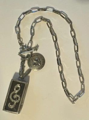 Jewel Kade Necklace Silver Tone Crystal Music Note Clef 16" + Free Gift - Image 1 of 4