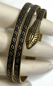 VTG Snake Serpent Egyptian Style Gold Tone Textured Wrap Bracelet Made in Spain - Picture 1 of 4