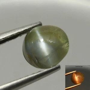 1.22 Ct Rare Round Cut 5.5 MM Green To Grayish Purple Alexandrite Cat's Eye - Imagen 1 de 5