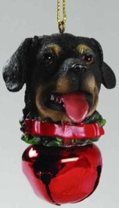 ROTTWEILER MIT GLOCKE HUNDEKOPF KUNSTHARZ ORNAMENT 3 ZOLL - Bild 1 von 1