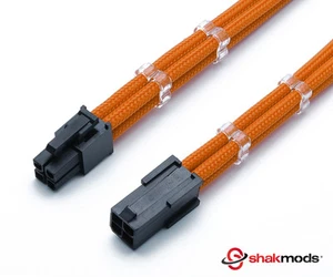 4 Pin 30cm Orange ATX CPU Motherboard Sleeved Extension Shakmods + 2 Cable Combs - Picture 1 of 7