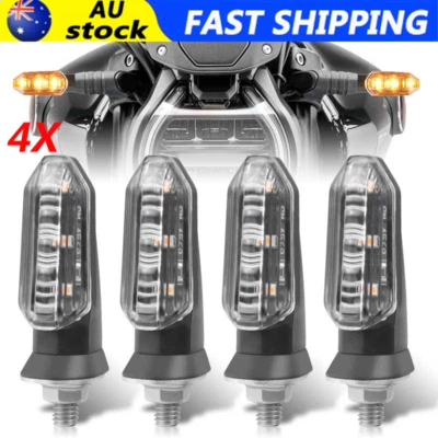 4x Motorcycle Indicators LED Turn Signal Lights Blinkers Amber Universal 12v 8MM - image 1 of 4