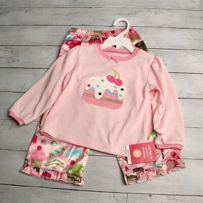 Conjunto de pijama vintage para niña Carter's talla 2T Top pantalones sedosos Foto 1 de 4