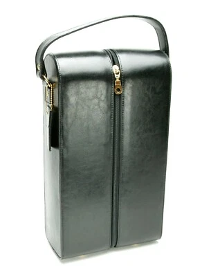 Black Leather Traveler & Presentation Padded Case F/2 Wine Bottles & Tool. Italy - Image 1 of 3