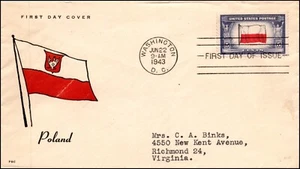 Scott 909 - 5 Cents Poland - Fidelity FDC - Typed Address - Planty - 909-2 - Picture 1 of 2