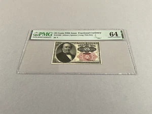 U.S. 25 Cents Fifth Issue FR 1308 1874 PMG 64 - Picture 1 of 4