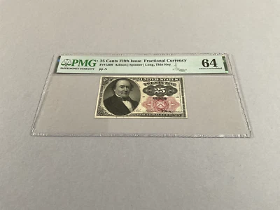 U.S. 25 Cents Fifth Issue FR 1308 1874  PMG 64 - Image 1 of 4