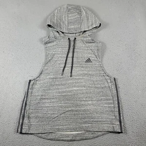 Adidas Sweater Womens Large Gray Pullover Hoodie Sweatshirt Sleeveless - Picture 1 of 8